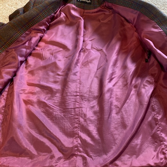 Vintage RARE Find Giorgio Sant’Angelo Tweed Plaid Pure Wool Blazer 12 *Flaw - Picture 10 of 15